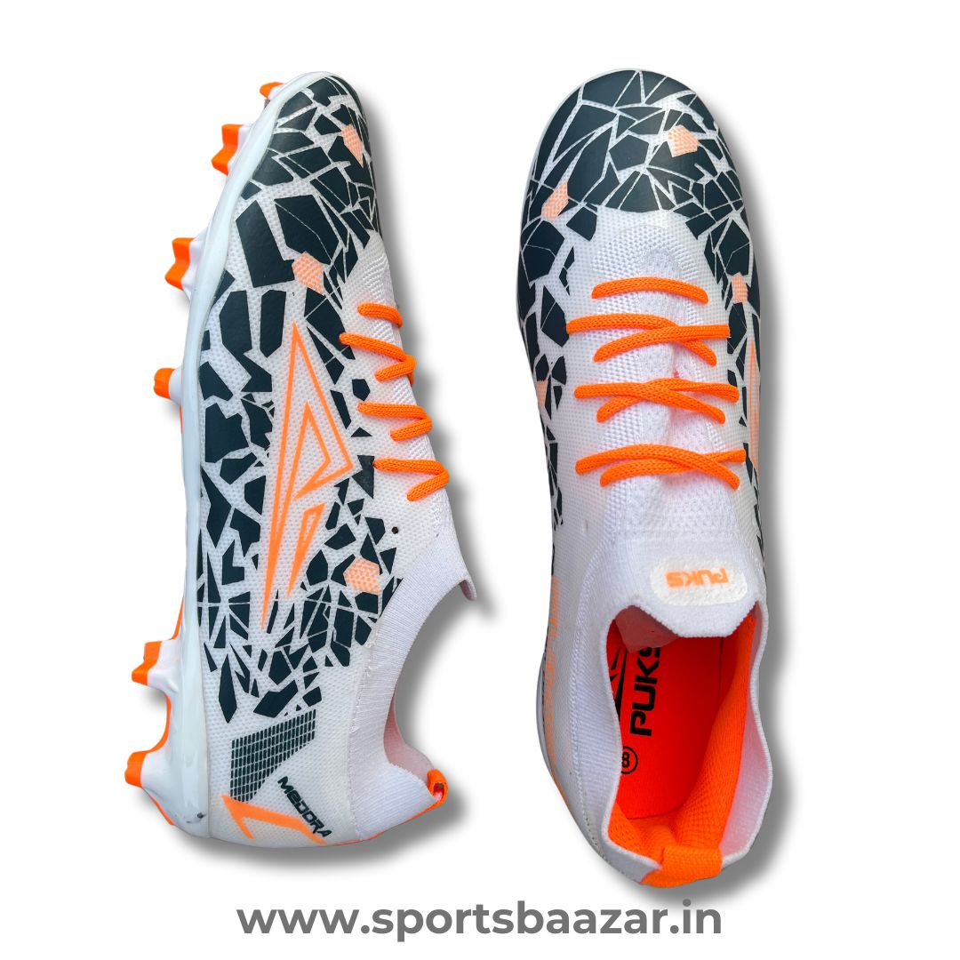 Premium Wholesale High-Top Men's Football Boots – White/Black/Orange