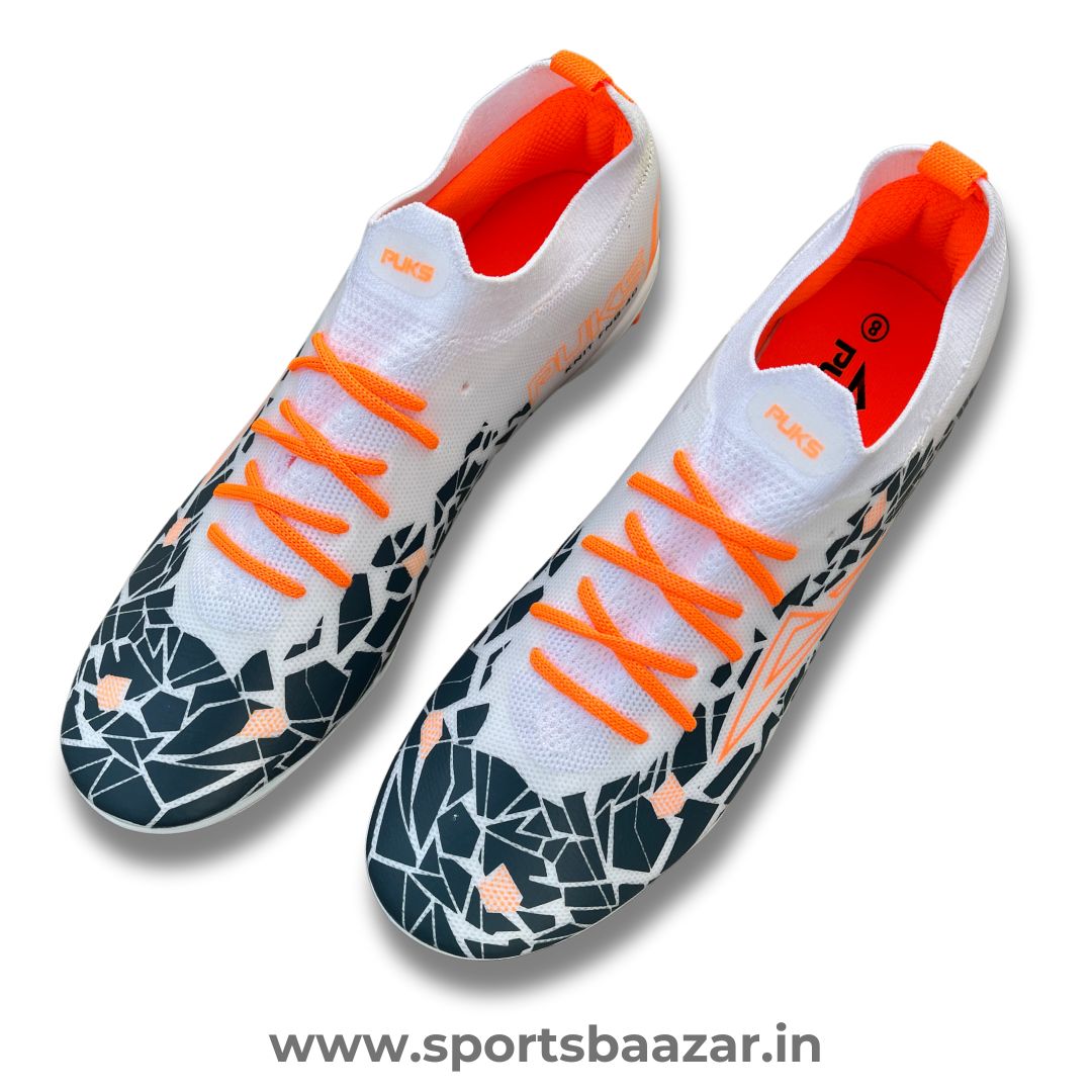 Premium Wholesale High-Top Men's Football Boots – White/Black/Orange