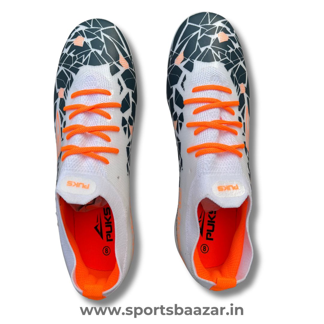 Premium Wholesale High-Top Men's Football Boots – White/Black/Orange