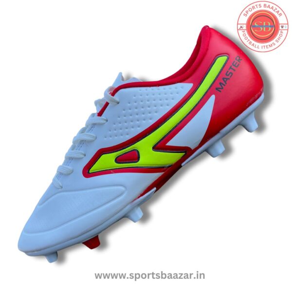 Anza Master Pro Football Boots – White & Red Firm Ground Shoes
