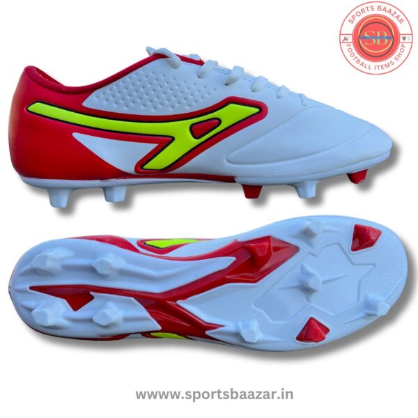 Anza Master Pro Football Boots – White & Red Firm Ground Shoes